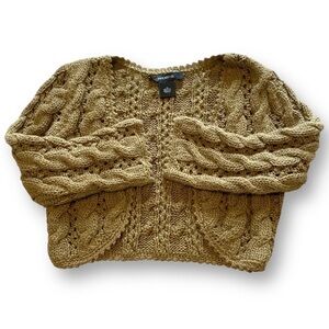 Vintage ARDEN B. Cable Knit Shrug Wheat Brown Size Extra Small (EUC)